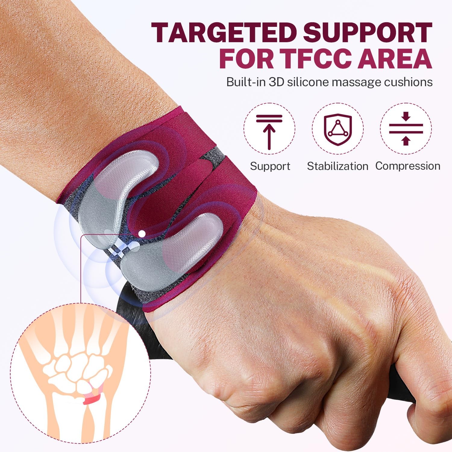 Ultra Thin TFCC Wrist Brace with Targeted 3D Gel Pad Support