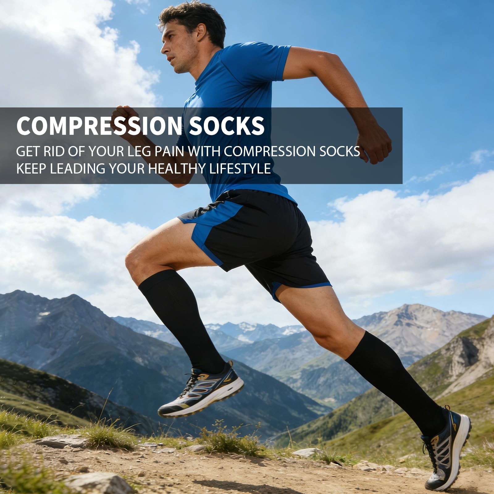 Compression Socks for Men & Women 8 Pack 15-20mmHg Knee High Support Athletic
