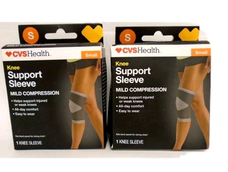 2 X CVS Health Knee Support Sleeves Mild Compression SMALL Damaged Packages F/S
