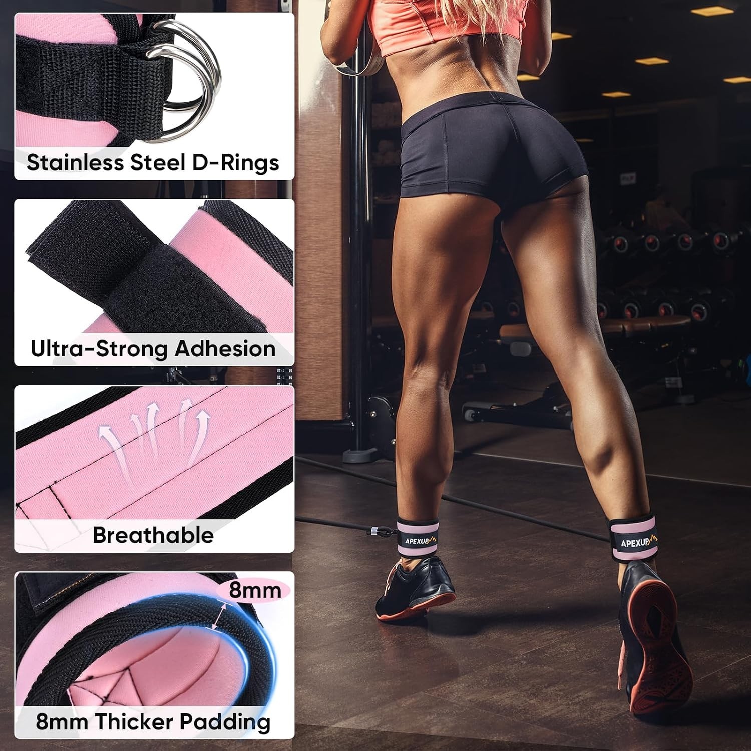 Adjustable Ankle Strap for Cable Machine – Neoprene Comfort for Glute Workouts