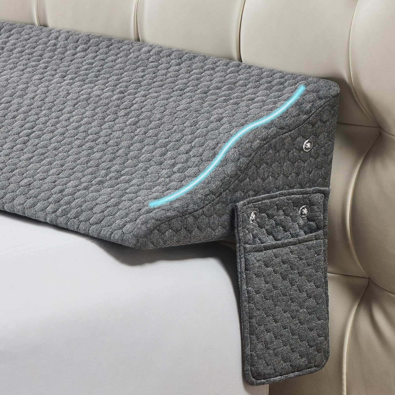 Yojoker Queen Size Bed Wedge Pillow for Headboard Gap, Queen, Dark Gray