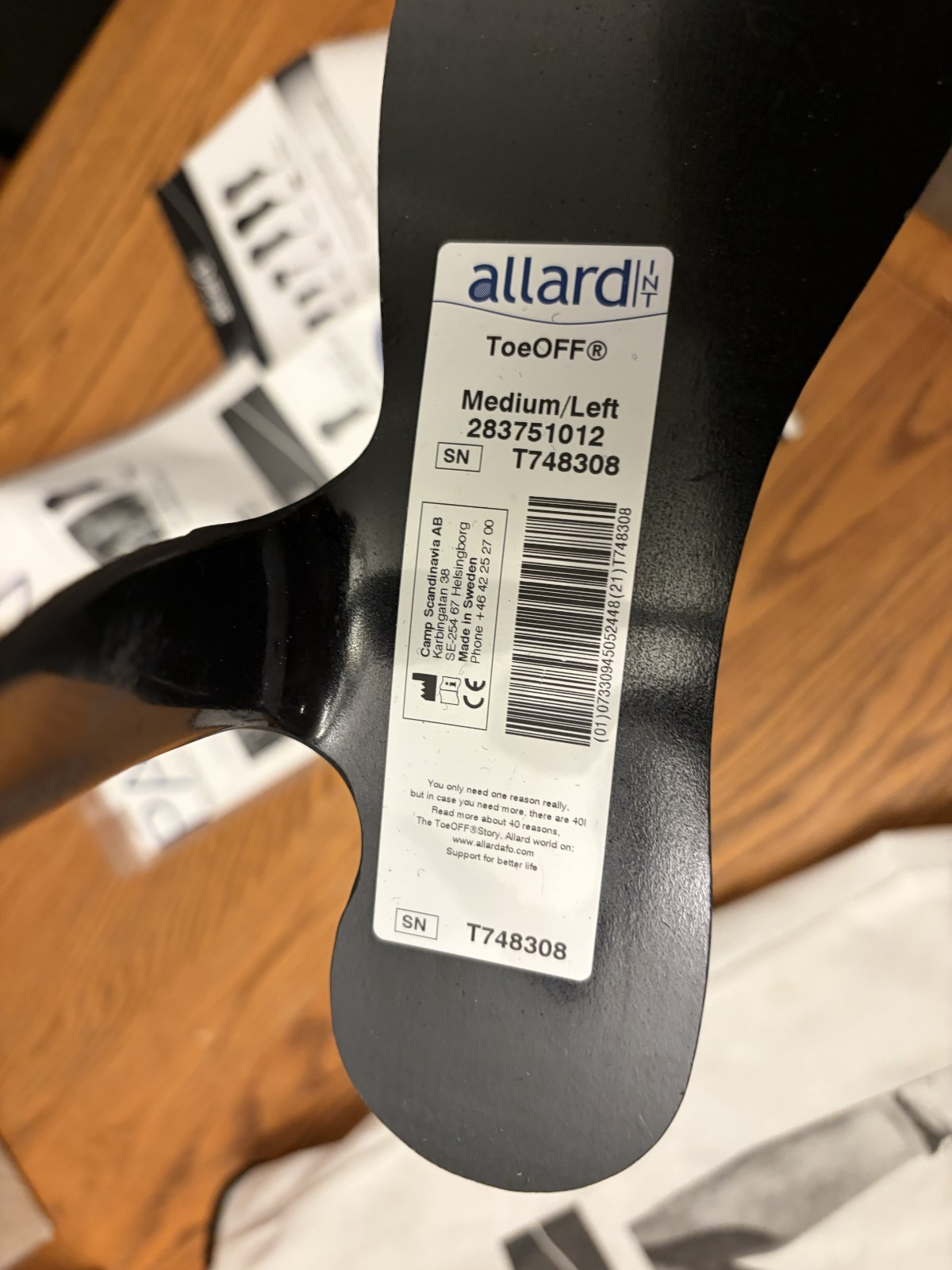 Allard ToeOFF Carbon Fiber AFO Medium/Left w/SoftKIT 283751012 New Old Stock