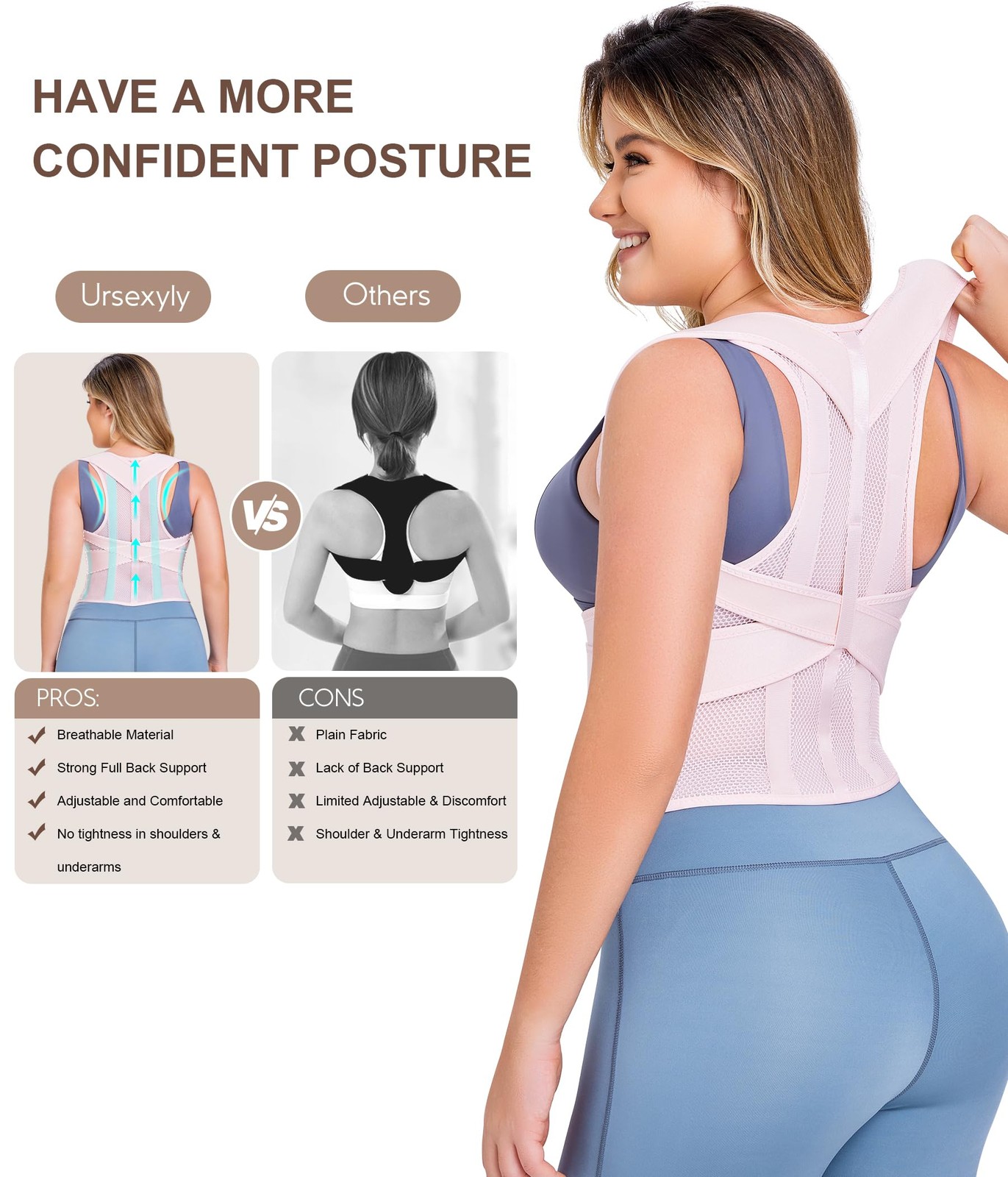 Back Brace Posture Corrector for Adjustable Shoulder Straightener Full Back U…
