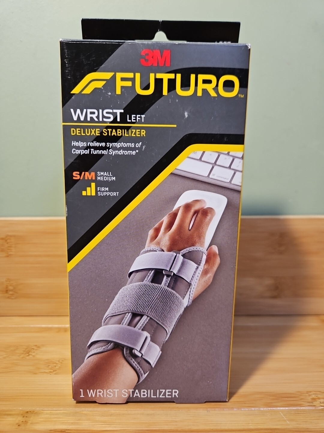 Futuro Deluxe Wrist Stabilizer, Left Hand Small/Medium. firm support Grey Color