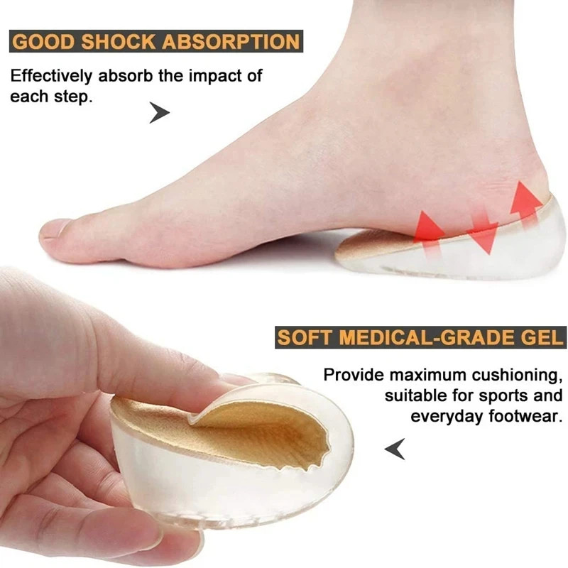 Silicone Height Increasing Insoles Invisible Heel Pads Shock Absorbing Insoles f