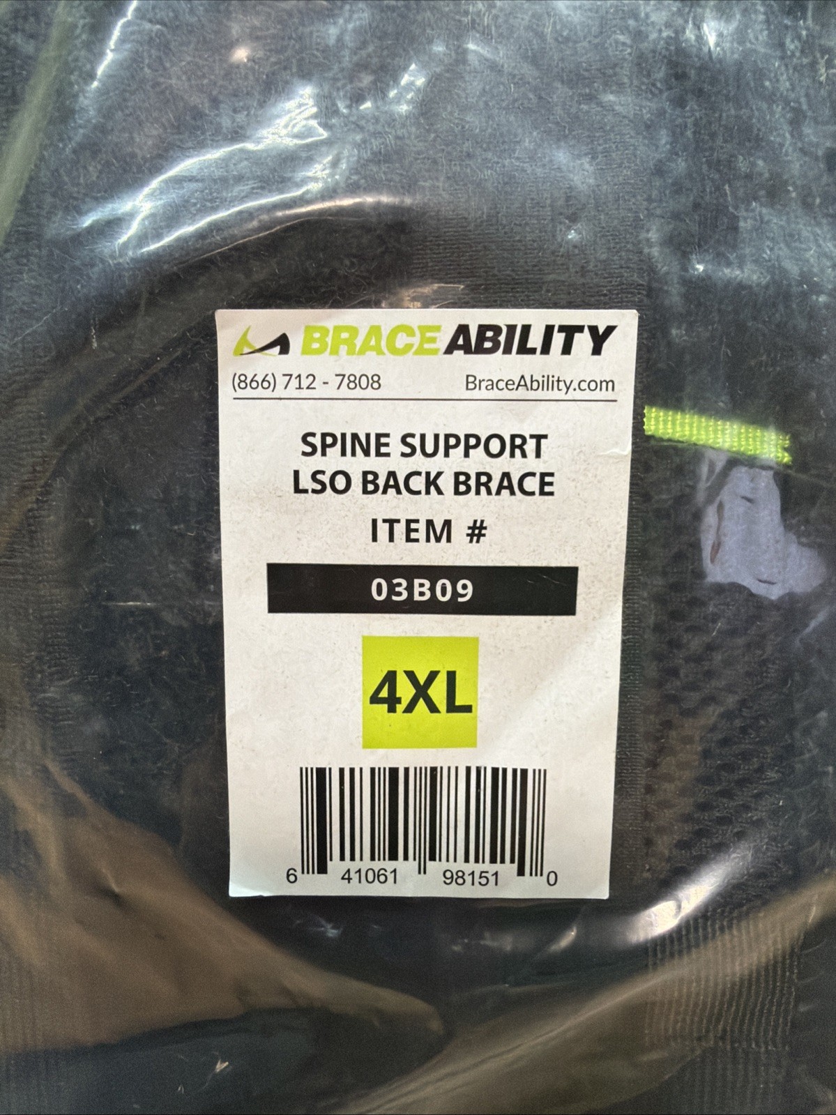 Braceability Spine Support LSO Back Brace 03B09 4XL Herniated Bulging New Sealed