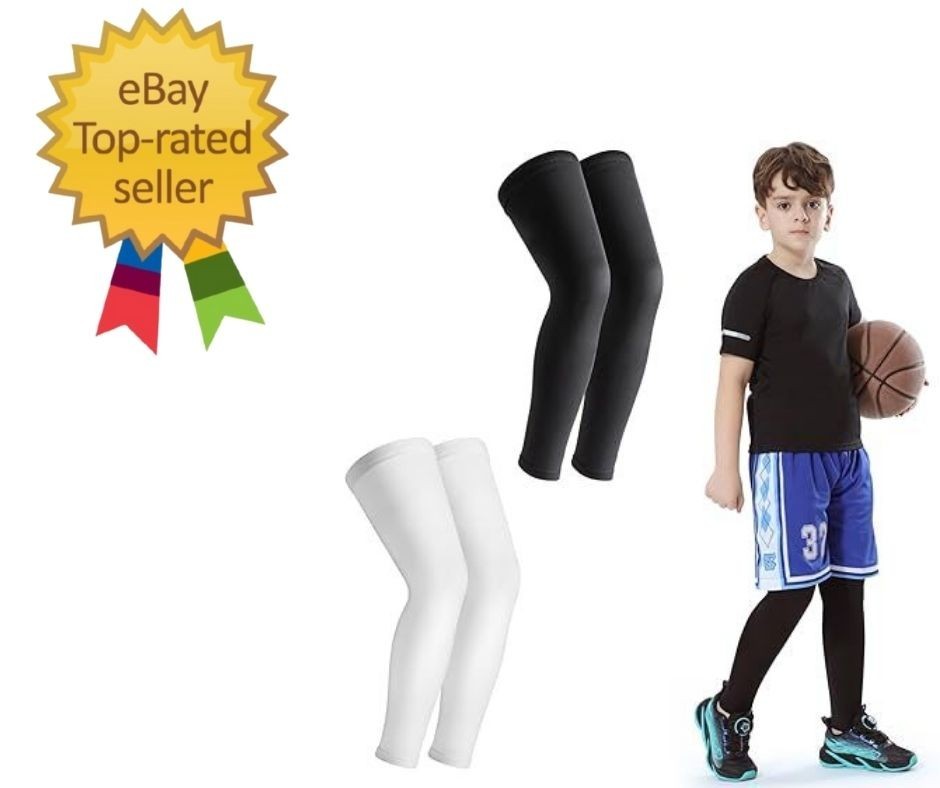 Kid Leg Sleeve 2 Pairs, Long Compression for Youth Large