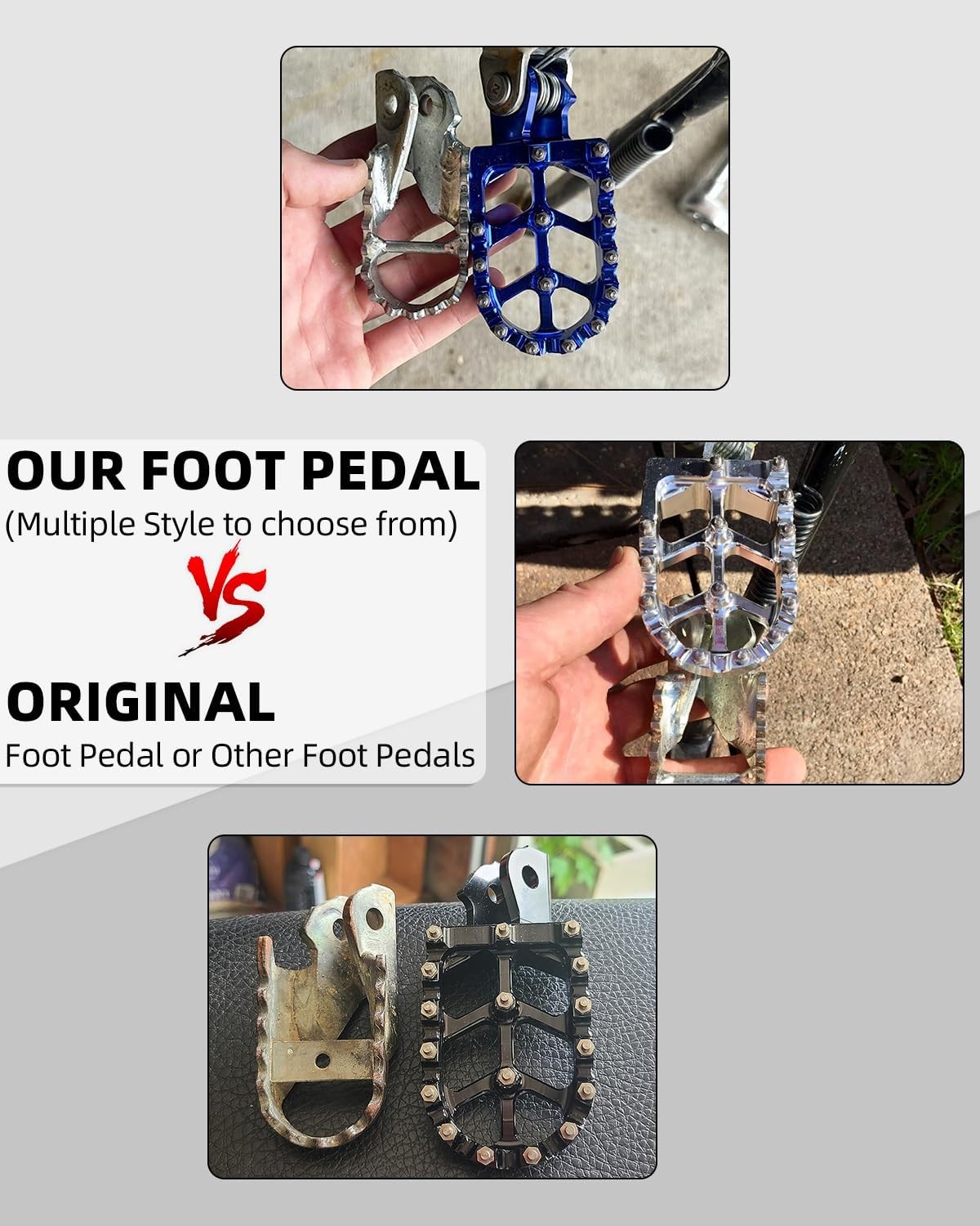 JFG RACING Dirt Bike Foot Pegs with Springs,7075 Aluminum CNC Footpegs Pedals Re