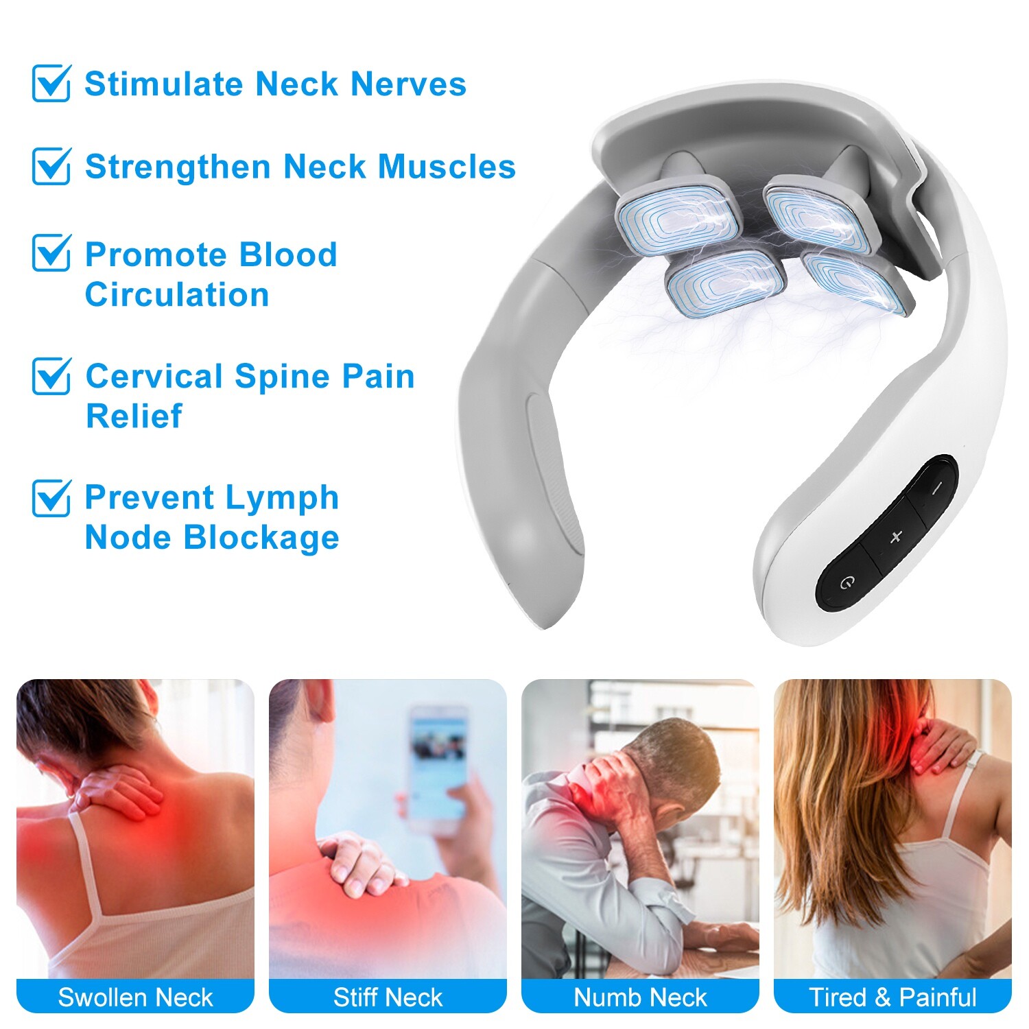 Back and Neck Massager, Back Massager Deep Tissue Kneading Massager Neck
