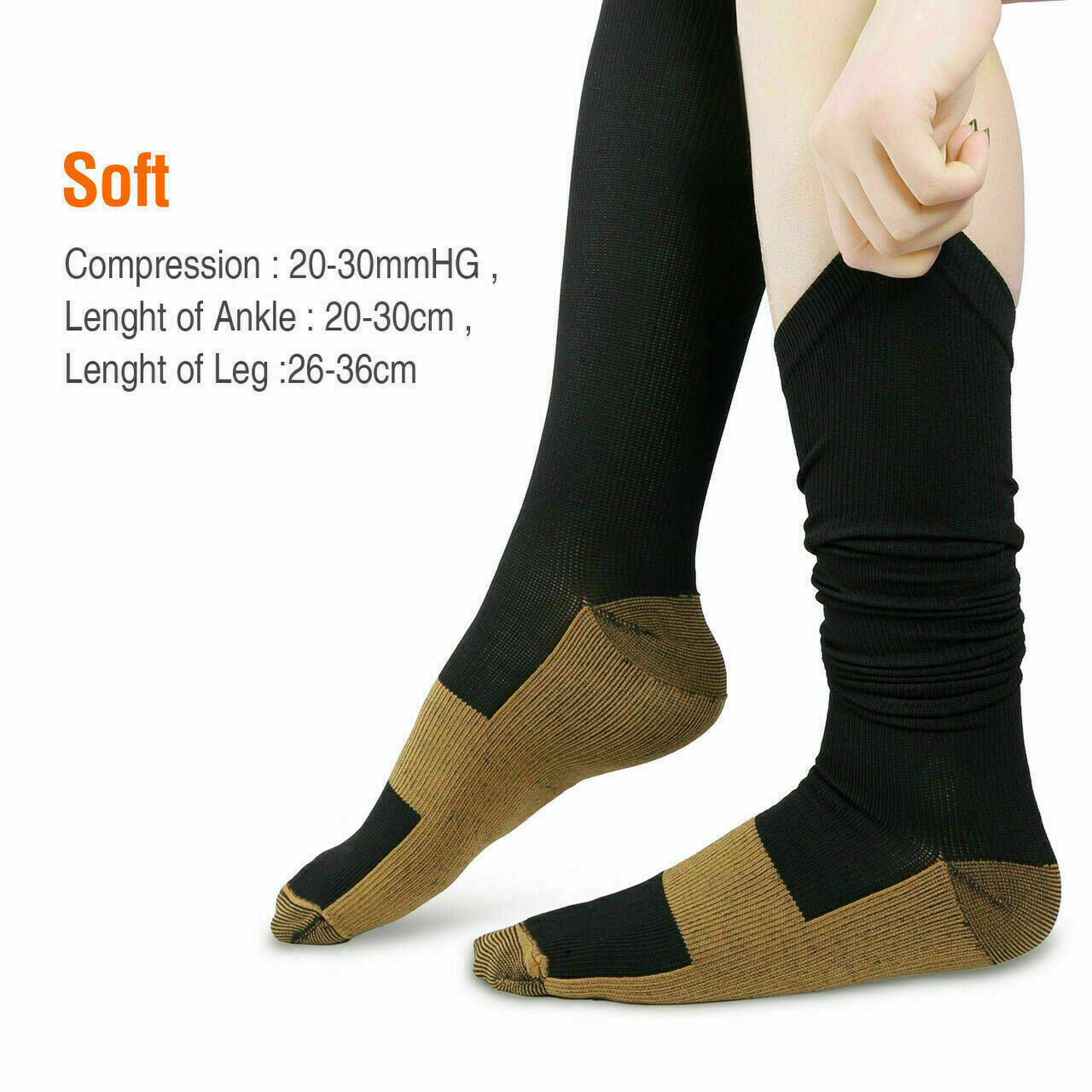 (3/6Pairs) Copper Compression Socks 20-32mmHg Graduated Support Men Women S-XXL