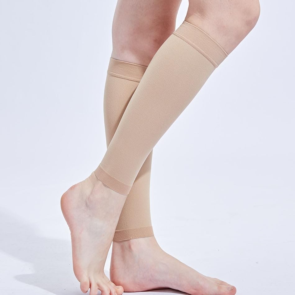 Compression Leg Sleeves Socks for Men & Women, Calf Medium-Large Beige-l