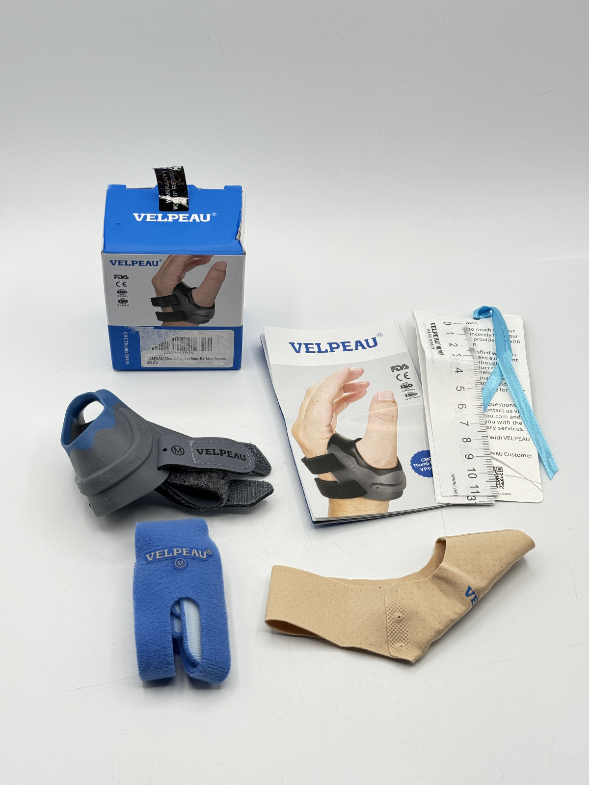 Velpeau CMC Thumb Brace Splint, Left Hand, Medium, Blue