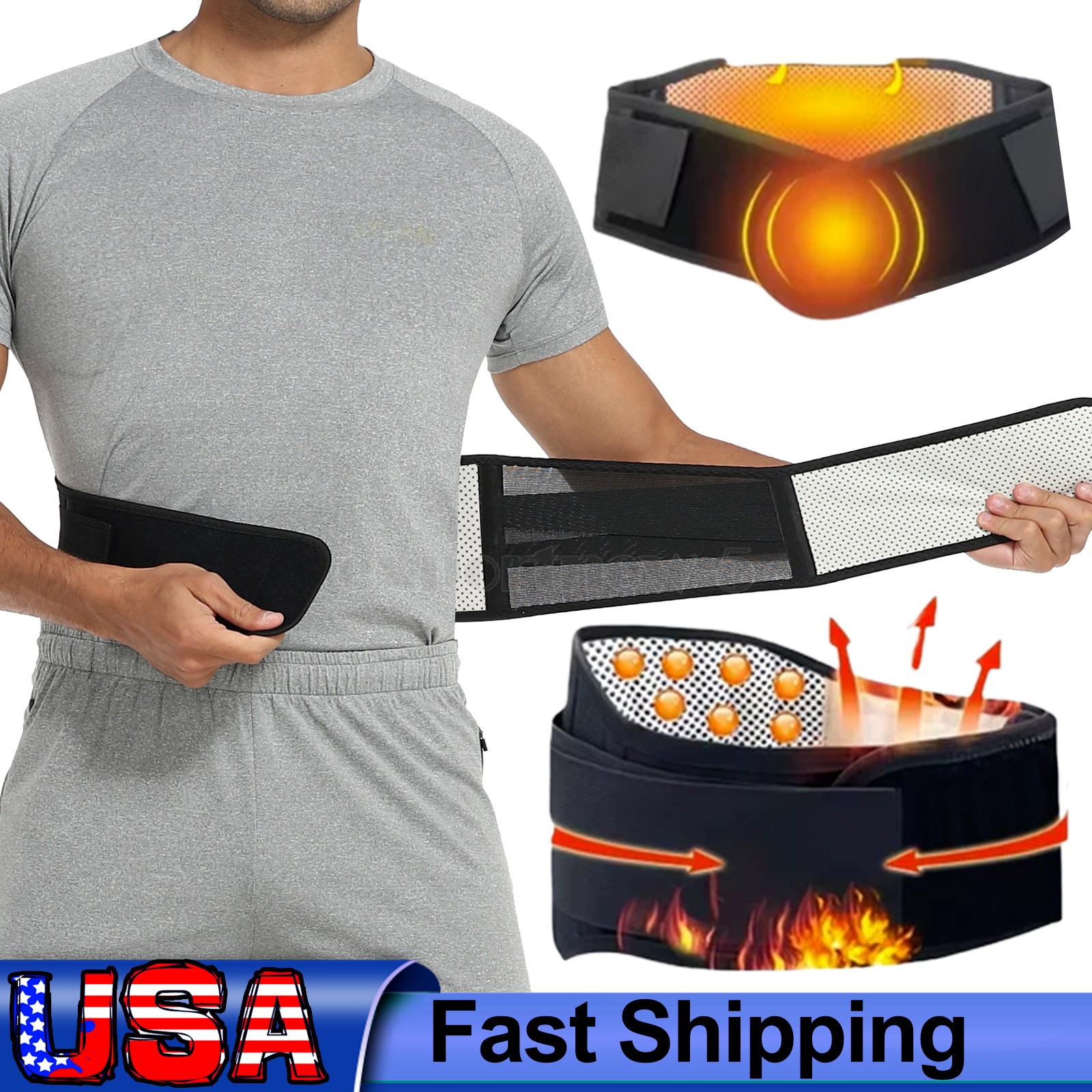 Tourmaline Magnetic Therapy Back Belt Self Heating Adjustable Lumbar Support