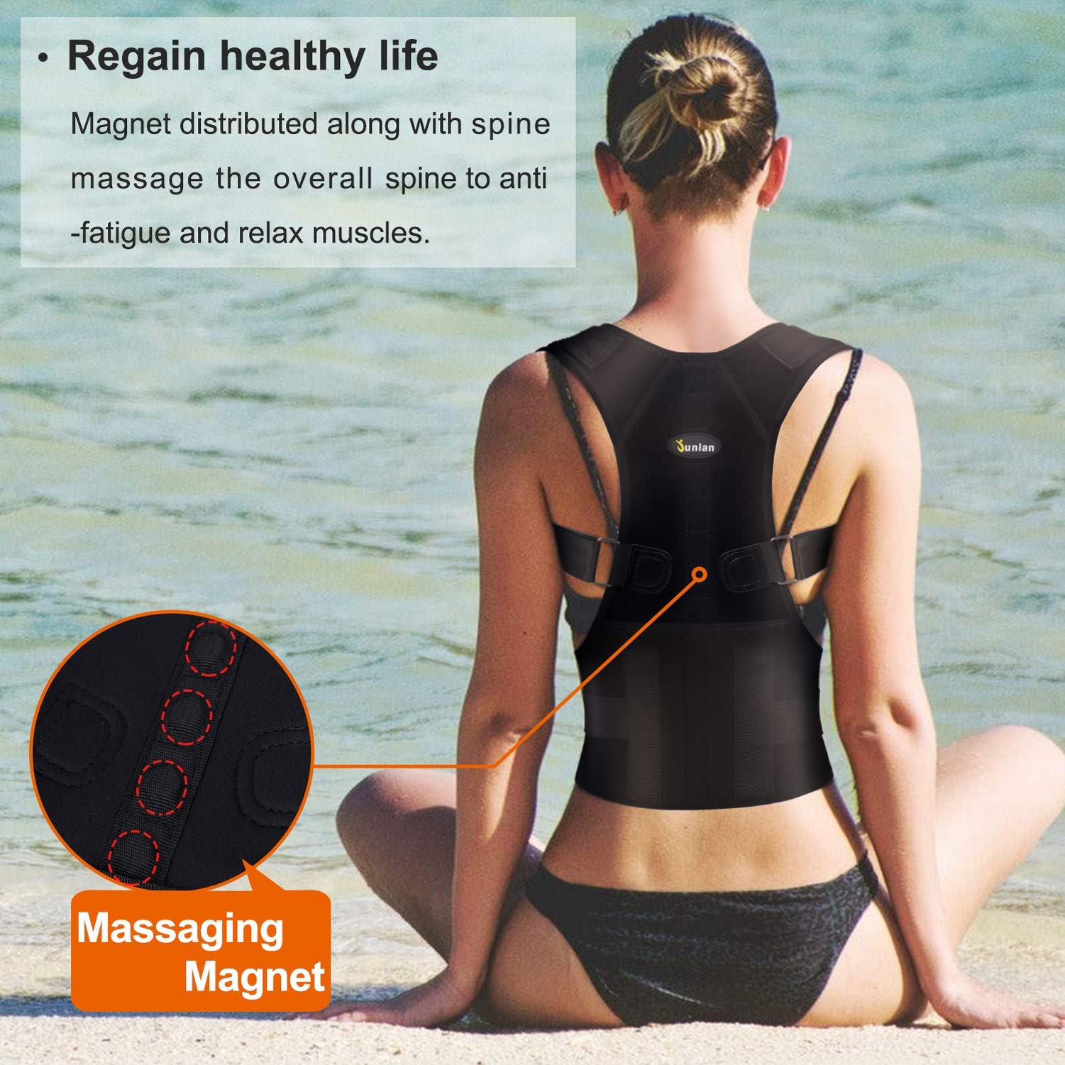 Posture Corrector Upper Back Pain Relief Lumbar Support Adjustable Shoulder L