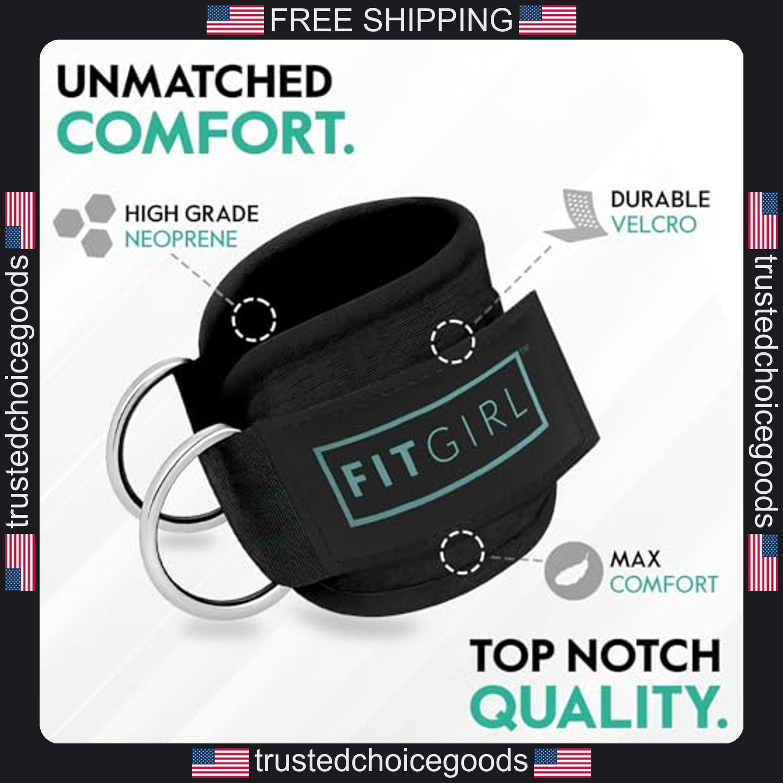 Fitgirl ankle strap for cable machine, adjustable padding, gym and home workouts
