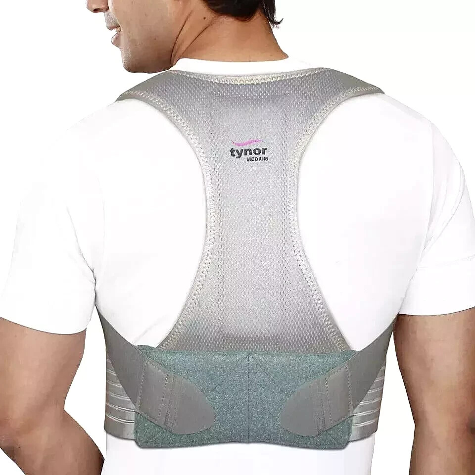 Tynor Posture Corrector Brace Back Spinal Support & Adjustable Gray Taylor Brace