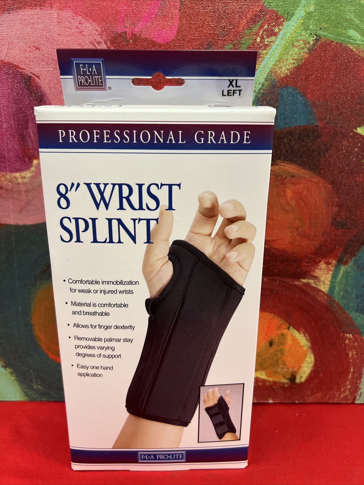 F-L-A Pro Lite 8″ Left Wrist Splint Brace Size XL Black New In Box