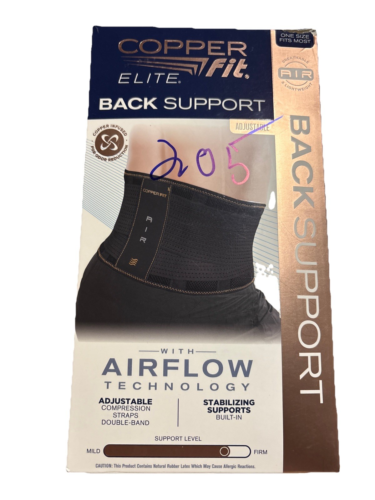 Copper Fit Elite Back Support AirFlow Adjustable 30-50 NOB