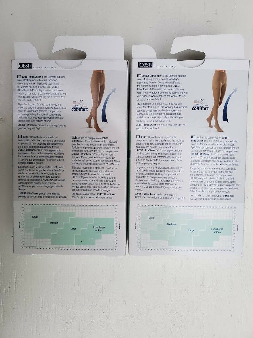 2 Pack JOBST UltraSheer 8-15 mmHg Closed Toe Support Stocking, Silky Beige,Black