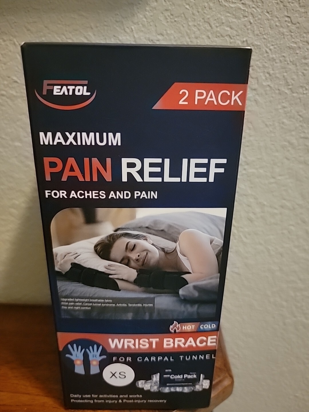 FEATOL Wrist Brace Carpal Tunnel 2 Pack – Hot/Cold Pack Unisex XS NEW