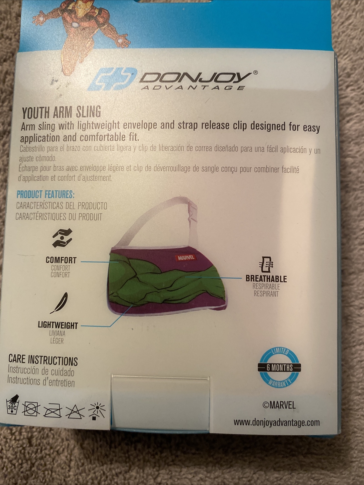 DonJoy Avengers Adjustable Arm Sling W/ Release Clip-Pediatric Mild Shoulder