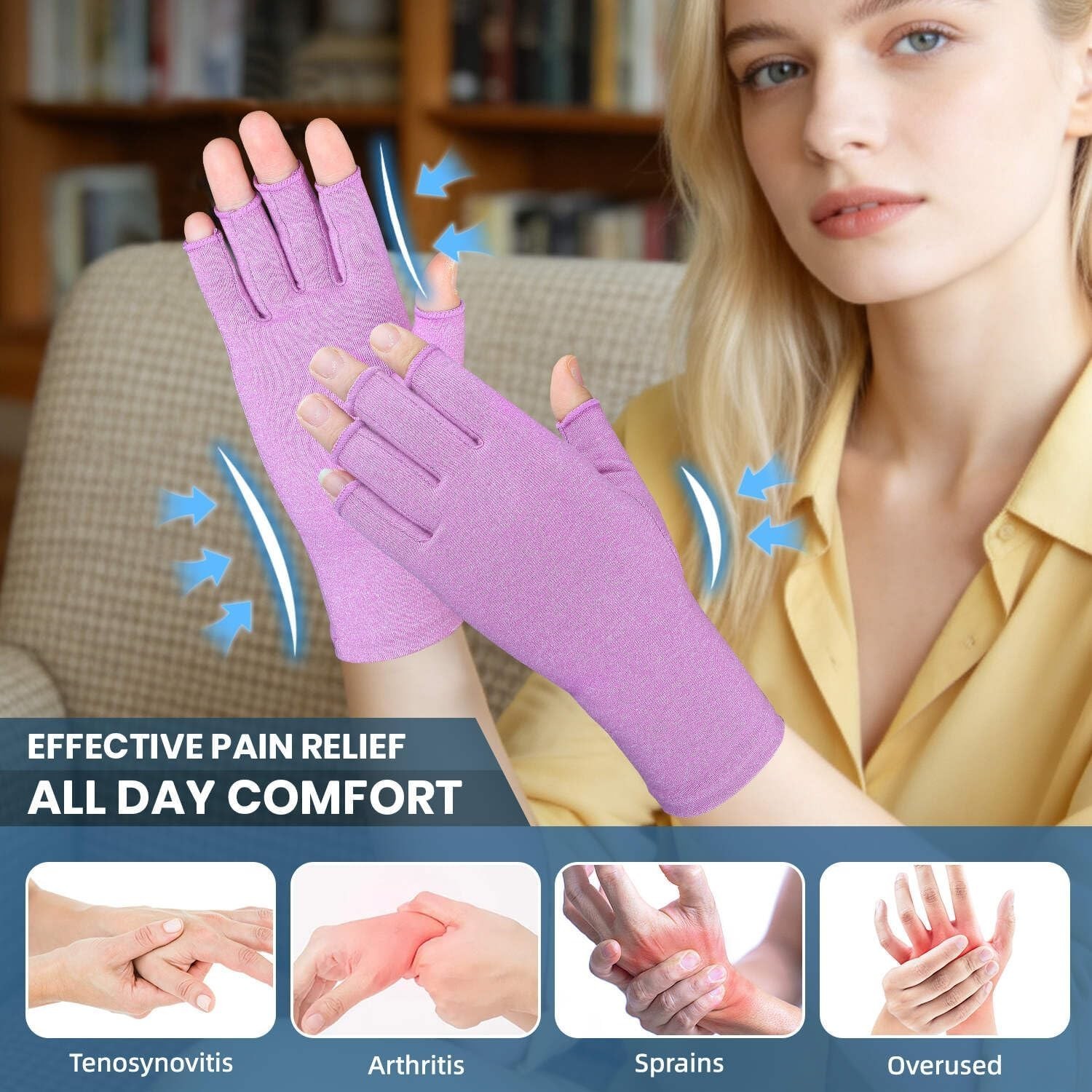 2 Pairs , Hand Compression Gloves for Rheumatoid, Pain Relief, Carpal Tunnel,…