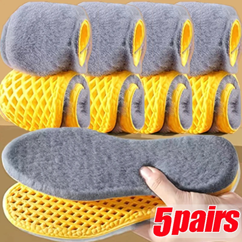 New Plush Warm Insoles for Men and Women Thickened with Plush Ultra Soft Sweat A