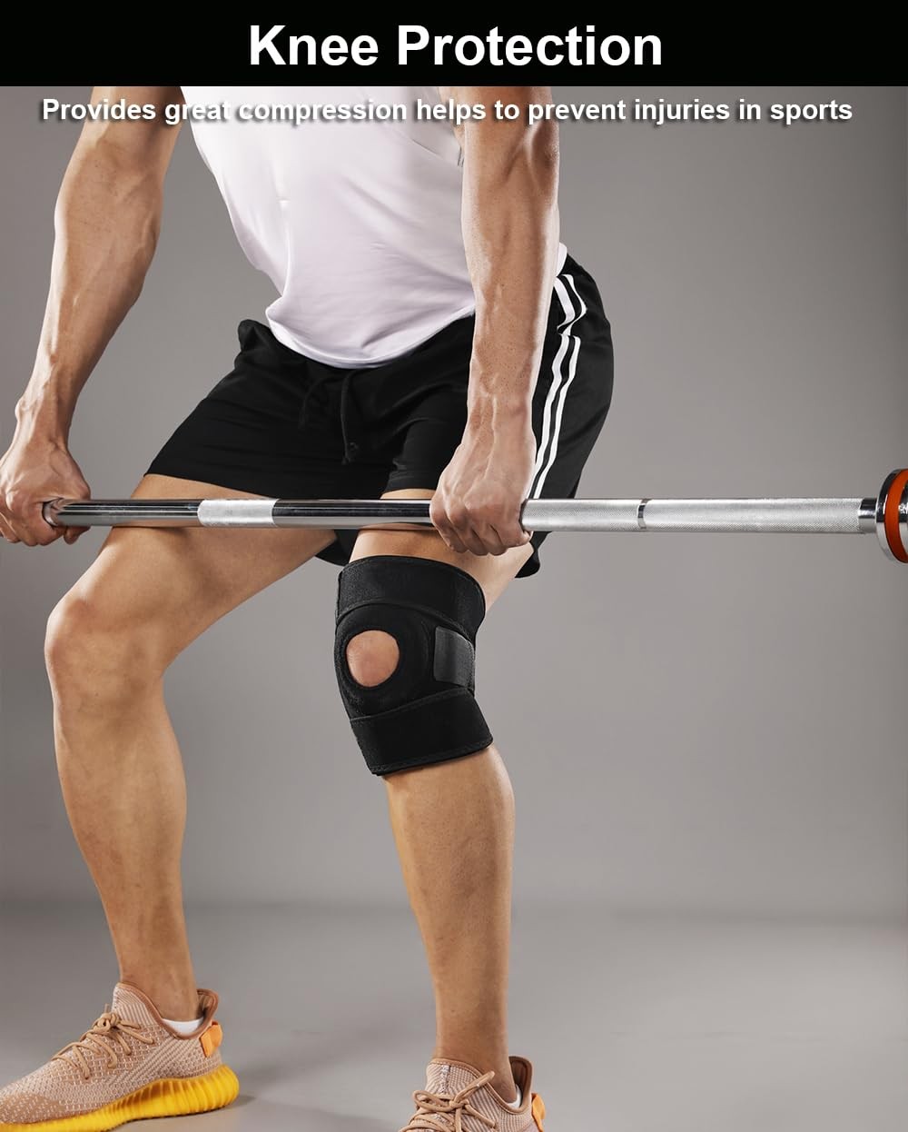 Silicone Patellar Tendon Support Strap 2 Pack, Adjustable Patella Bands for Knee