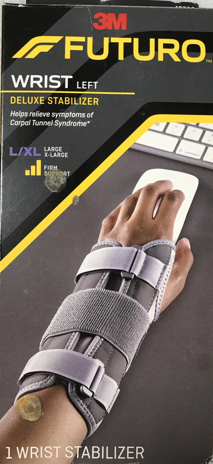 3M Futuro Deluxe Wrist Stabilizer, Left Hand Size Large/XL Firm Support NEW OB!