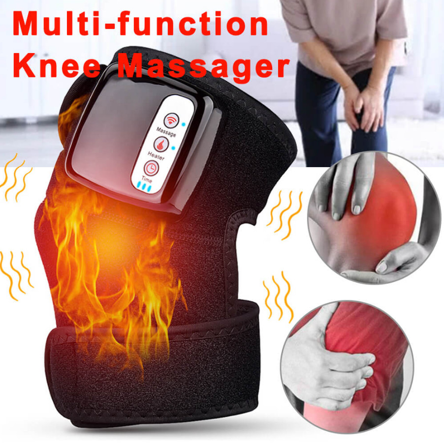 Electric Heating Vibration Knee Joint Pad Legs Massager Therapy USB Rechargeable