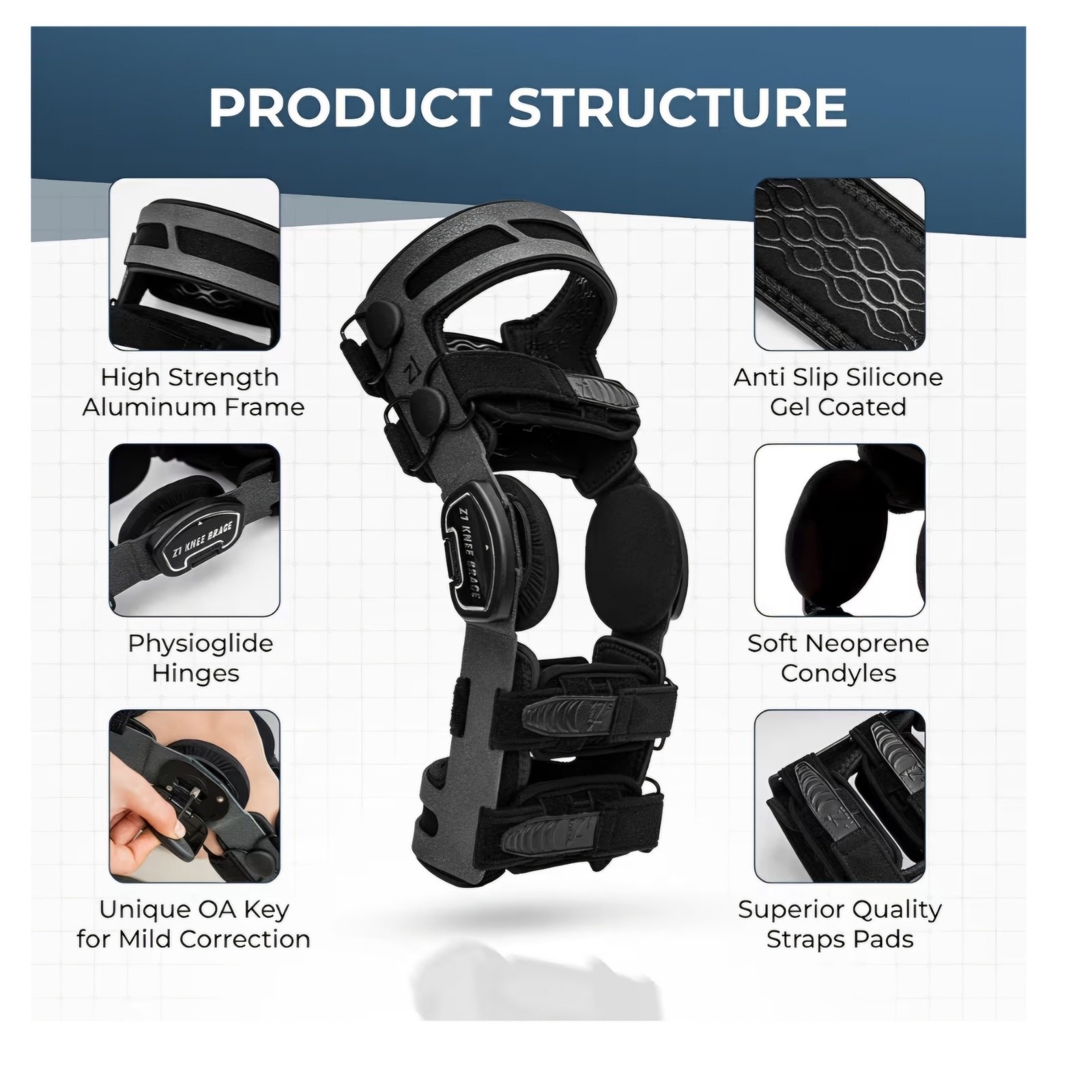 Z ONE Z1 K4 OsteoAlign Hinged Knee Brace Support Joint Pain Relief Size Medium