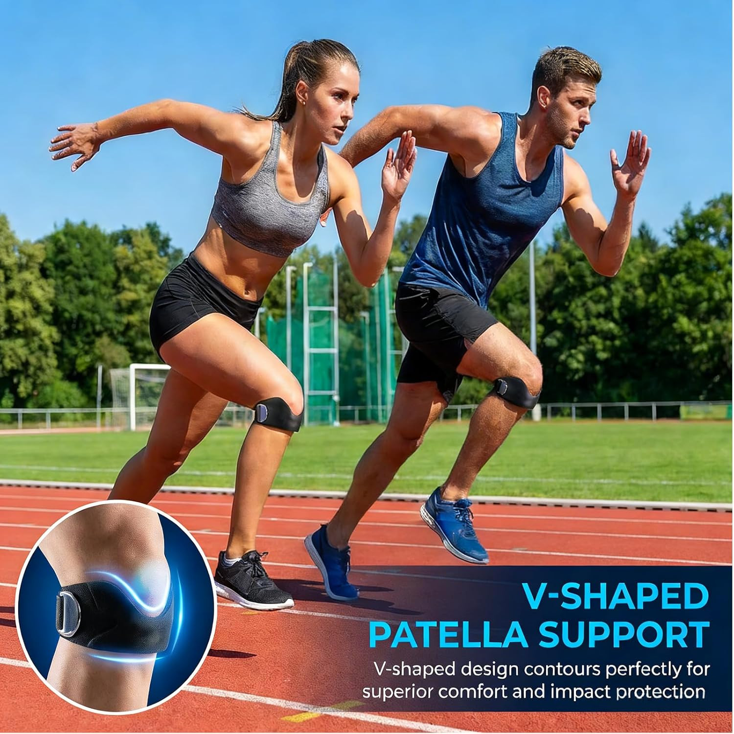2 Pack Patellar Tendon Support Strap Adjustable Patella Band Silicone Knee Br…