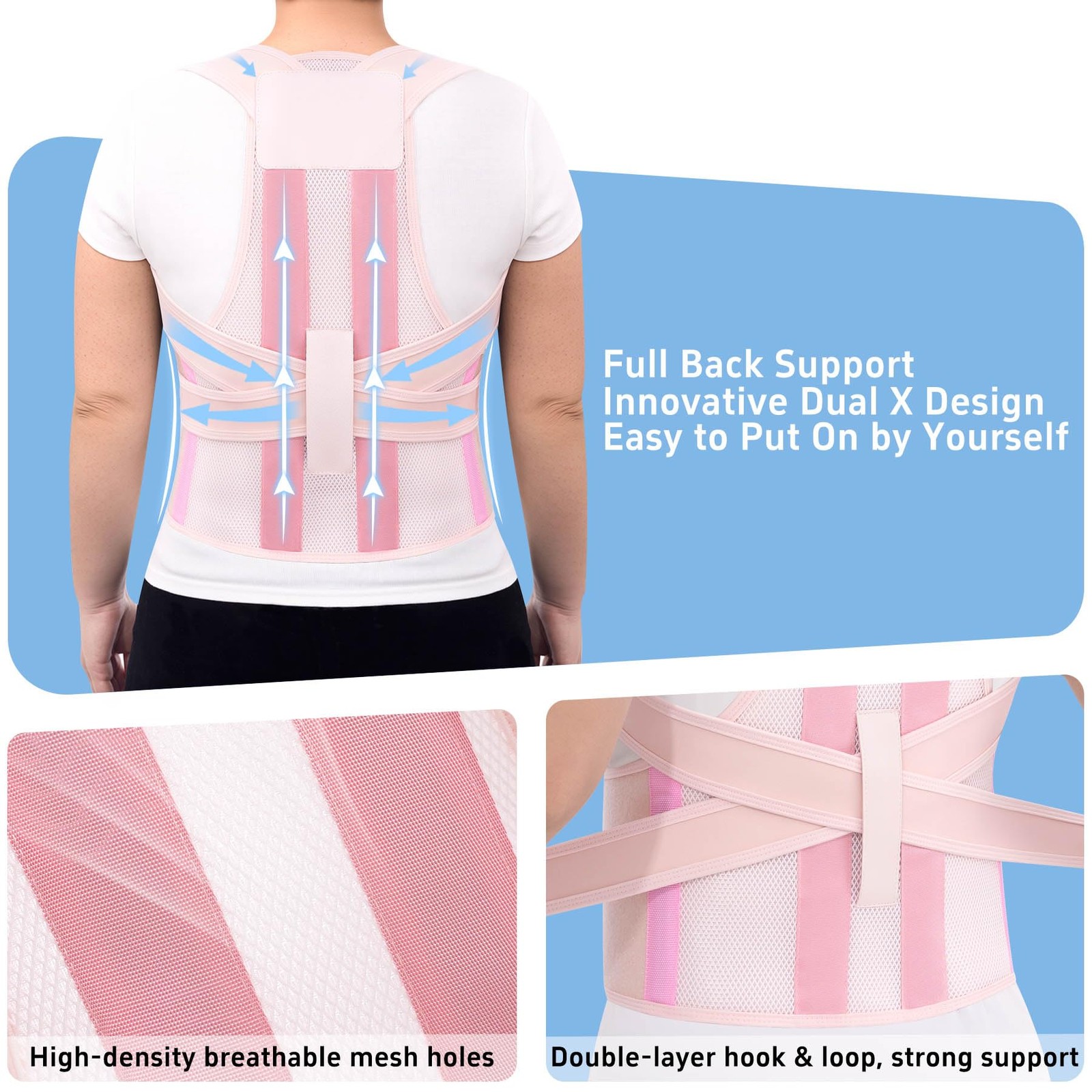 Ycctvar Back Brace Posture Corrector for Seniors Women and Men Small, Pink