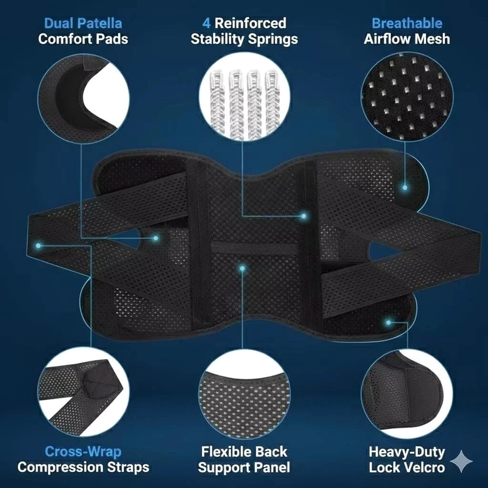 Adjustable Knee Brace Meniscus Tear Support Patella Stabilizer Joint Pain Relief