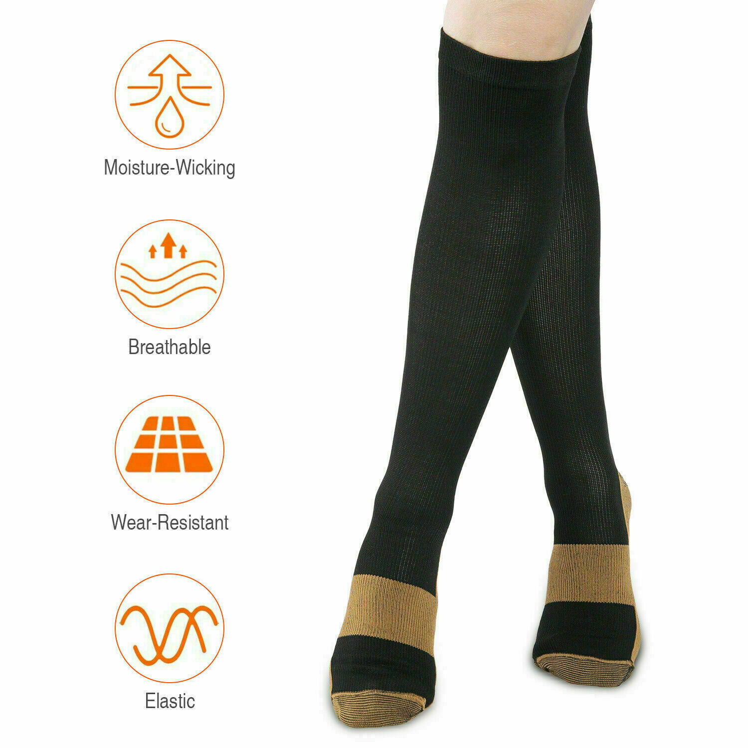 1-10Pair Copper Compression Socks 20-30mmHg Graduated Support Men Womens S/M-XXL