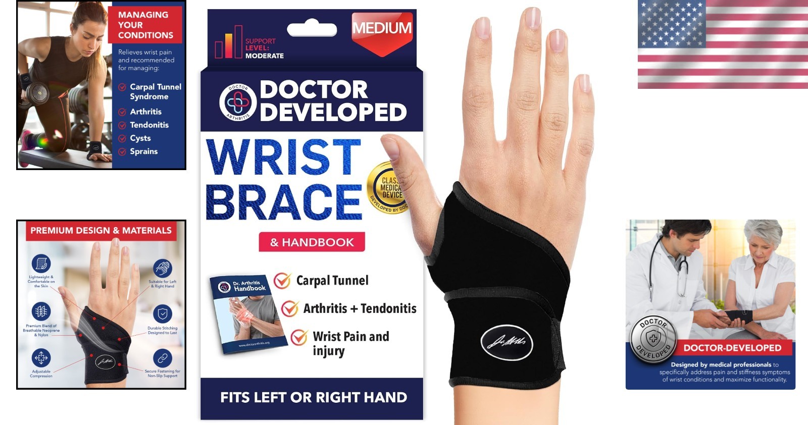 Compact and Stylish Adjustable Wrist Brace for Sports and Everyday Activities