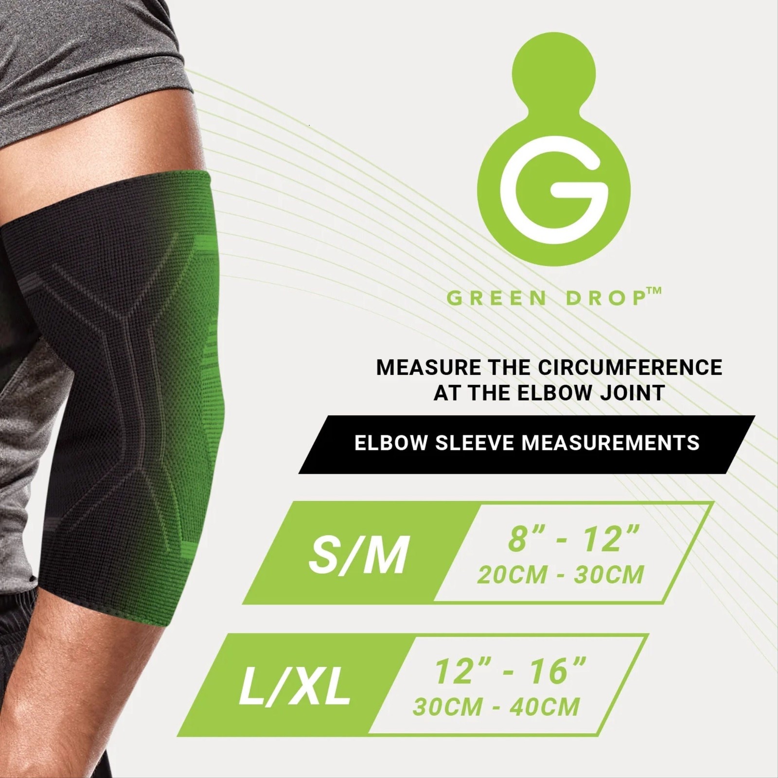 Green Drop Small Medium Pull-On Sleeve Elbow Support Single Patient Use 2 Each
