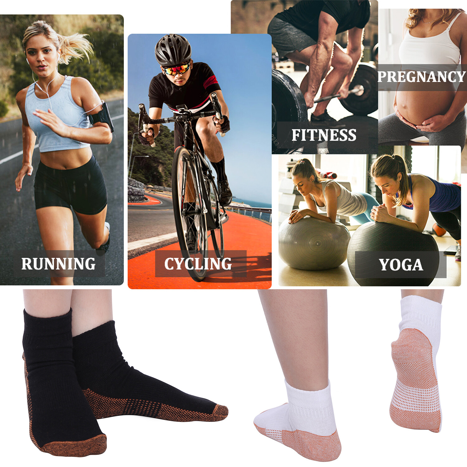 Copper Compression Ankle Socks Foot Heel Sleeve Arthritis Pain Relief Support US