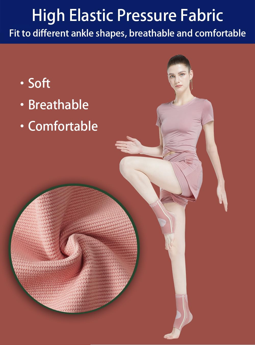 Ankle Brace Compression Sleeve for Men & Women – 2 pcs, Medium, Black