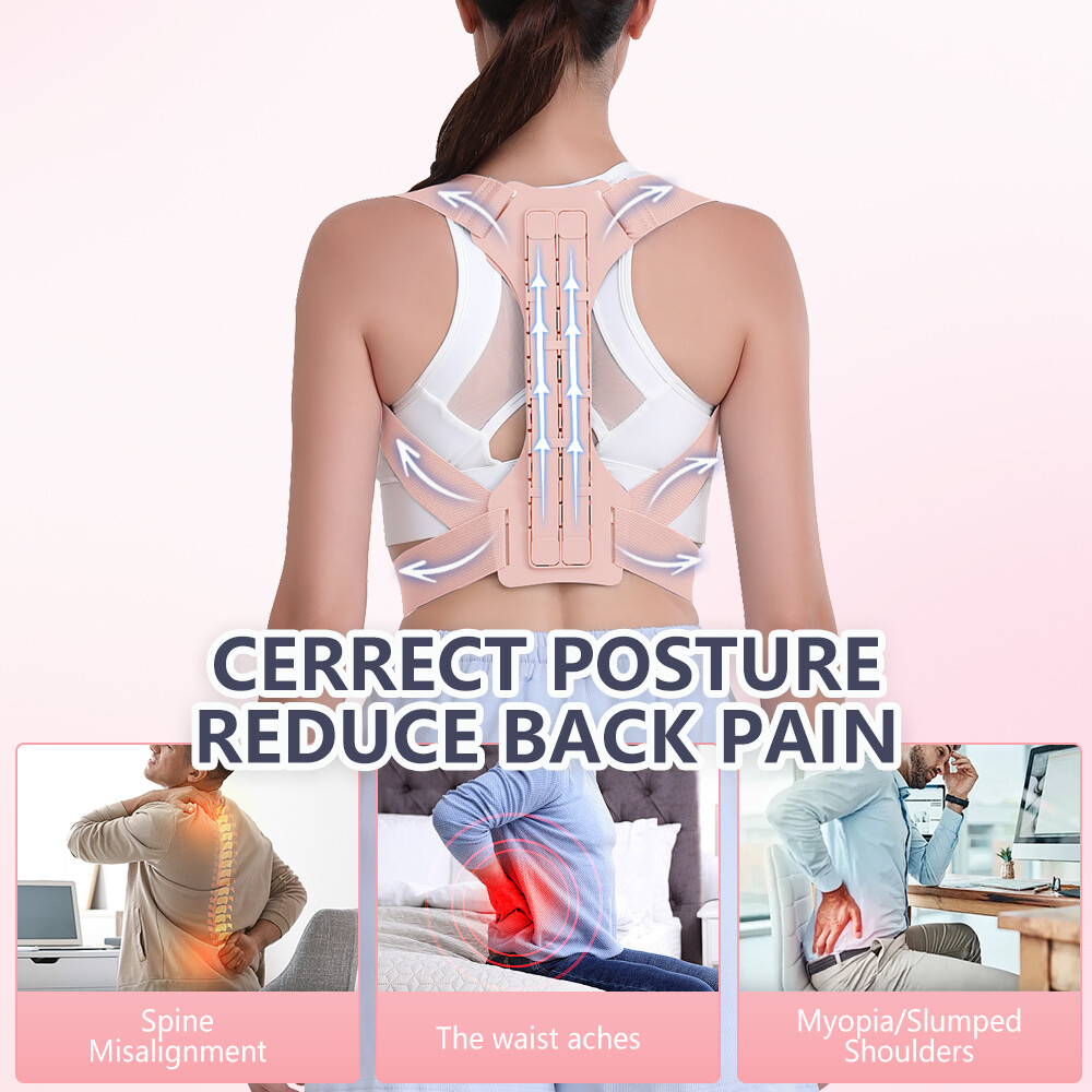 Posture Corrector Lumbar Lower Back Brace w/ Shoulder Support Adjustable Unisex