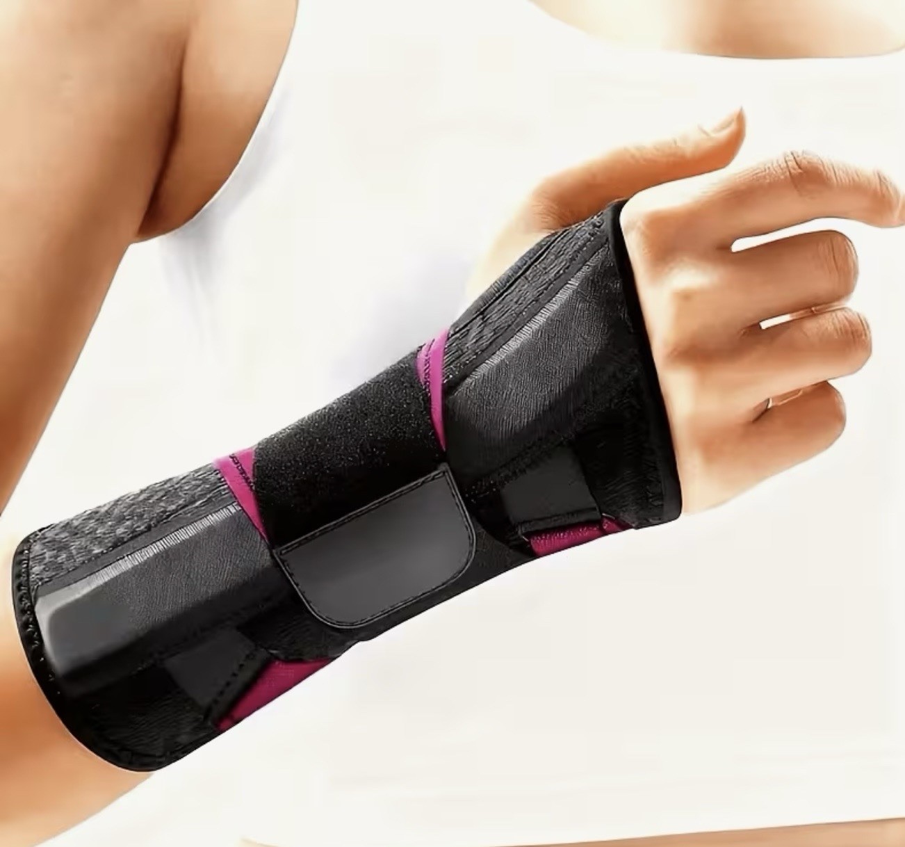 Adjustable Wrist & Forearm Stabilization Brace One Size Unisex 2pcs Black/Pink