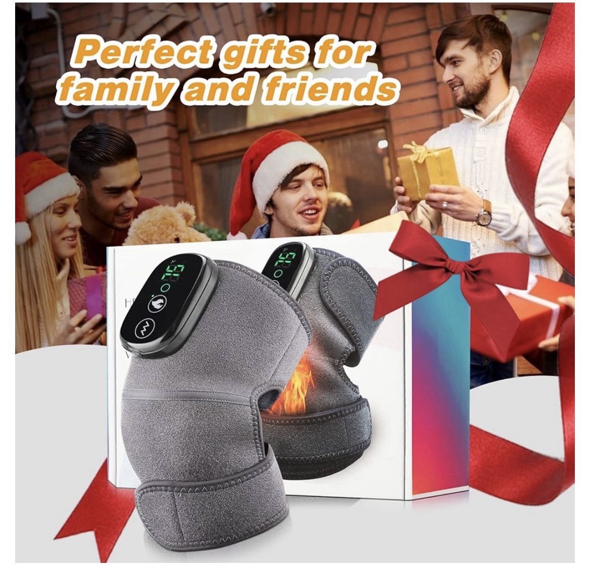 MOAJAZA Cordless Heated Vibrating Knee Brace Wrap Rechargeable Adjustable Gray