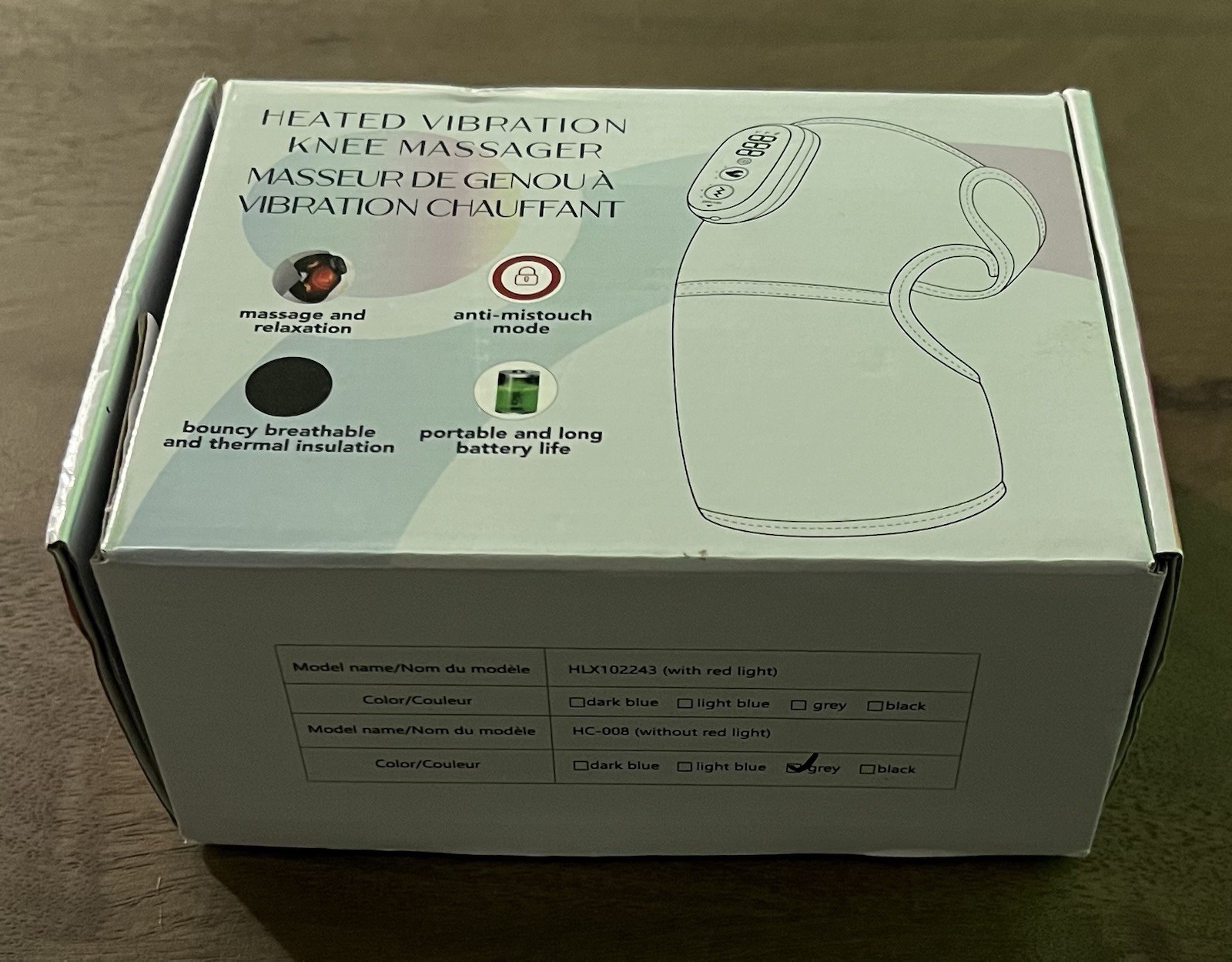 MOAJAZA Cordless Heated Vibrating Knee Brace Wrap Rechargeable Adjustable Gray
