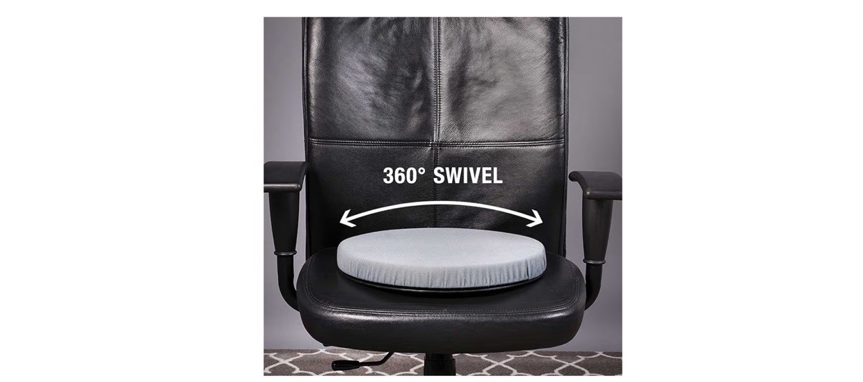 HealthSmart 360 Degree Swivel Seat Cushion, Chair Assist 15 Diameter, Gray
