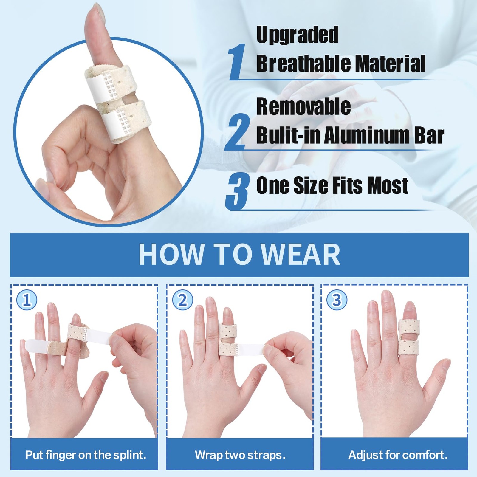5 PCS Breathable Trigger Finger Splint, Adjustable Finger Brace, Thumb Brace …