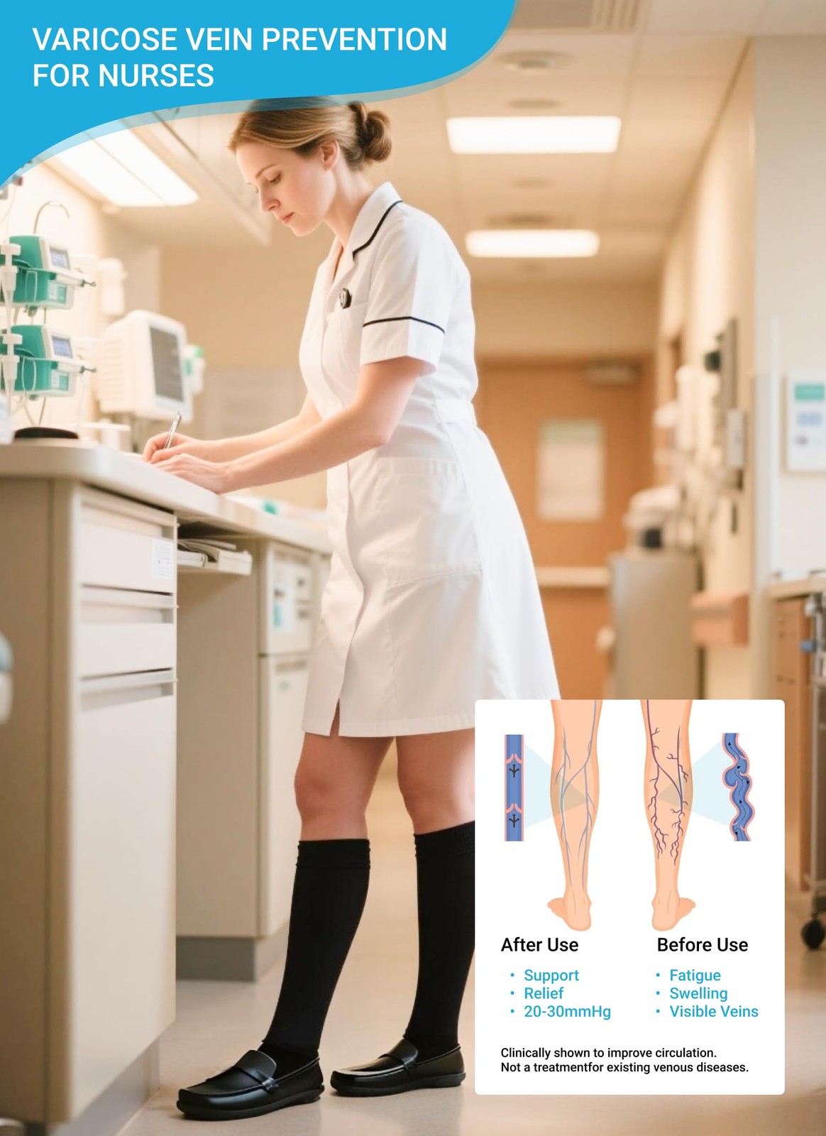 Plus Size Compression Socks 20~30mmHg Wide Calf, 3 Pairs