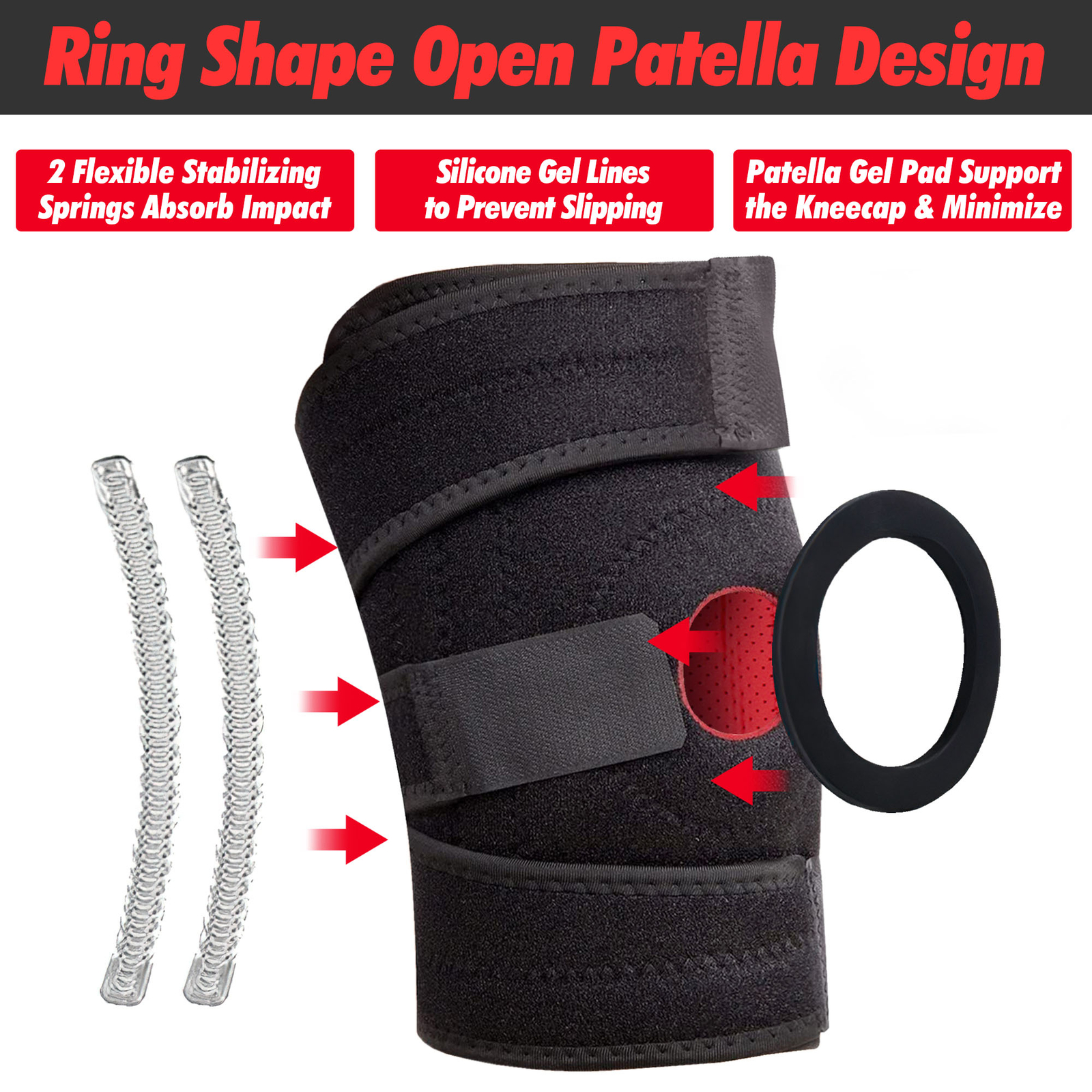 Knee Brace Compression Sleeve Support Sport Joint Arthritis Patella Stabilizer