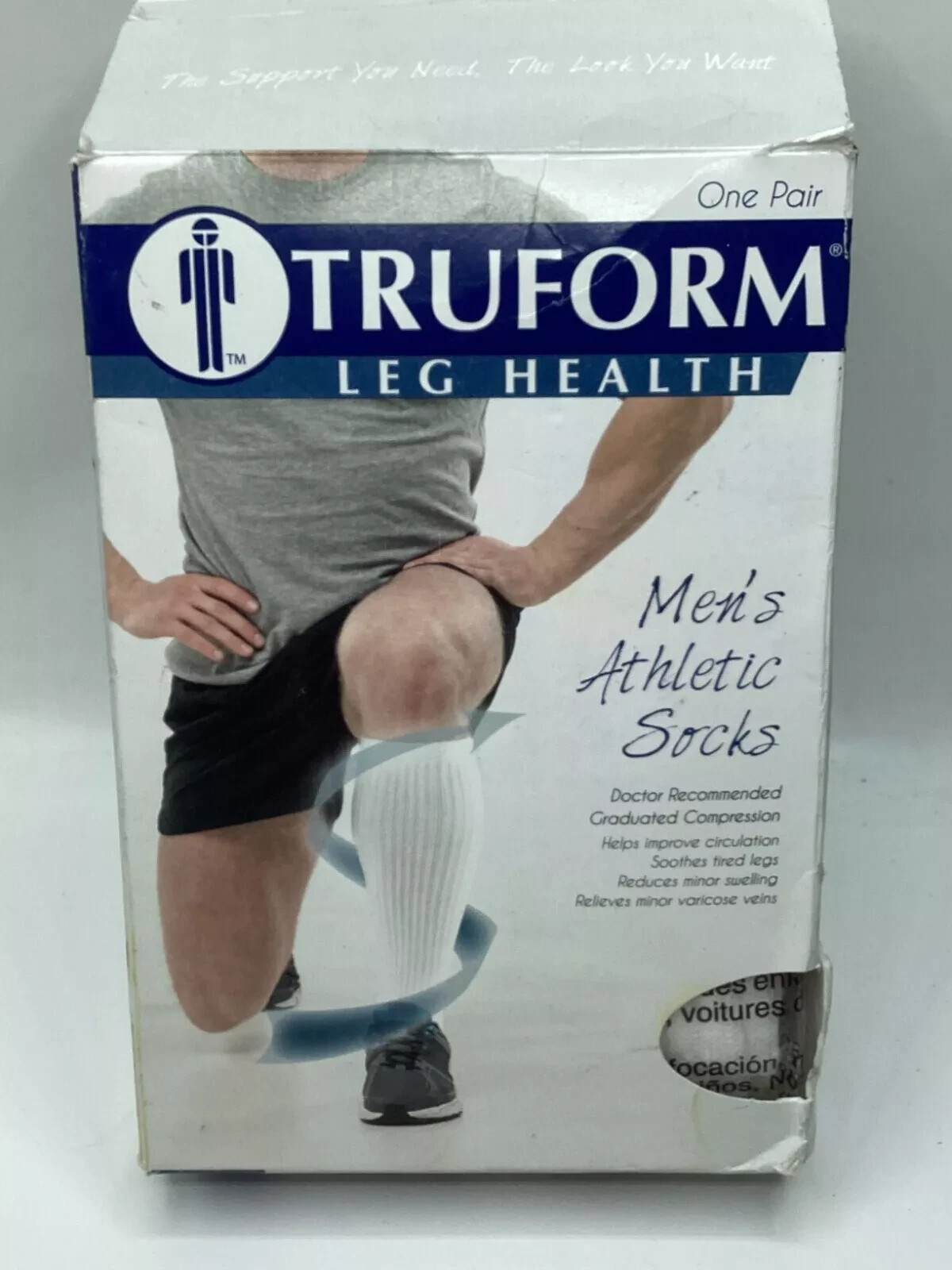 TRUFORM Leg Health Men’s Knee High White Athletic Socks #1933 XL!