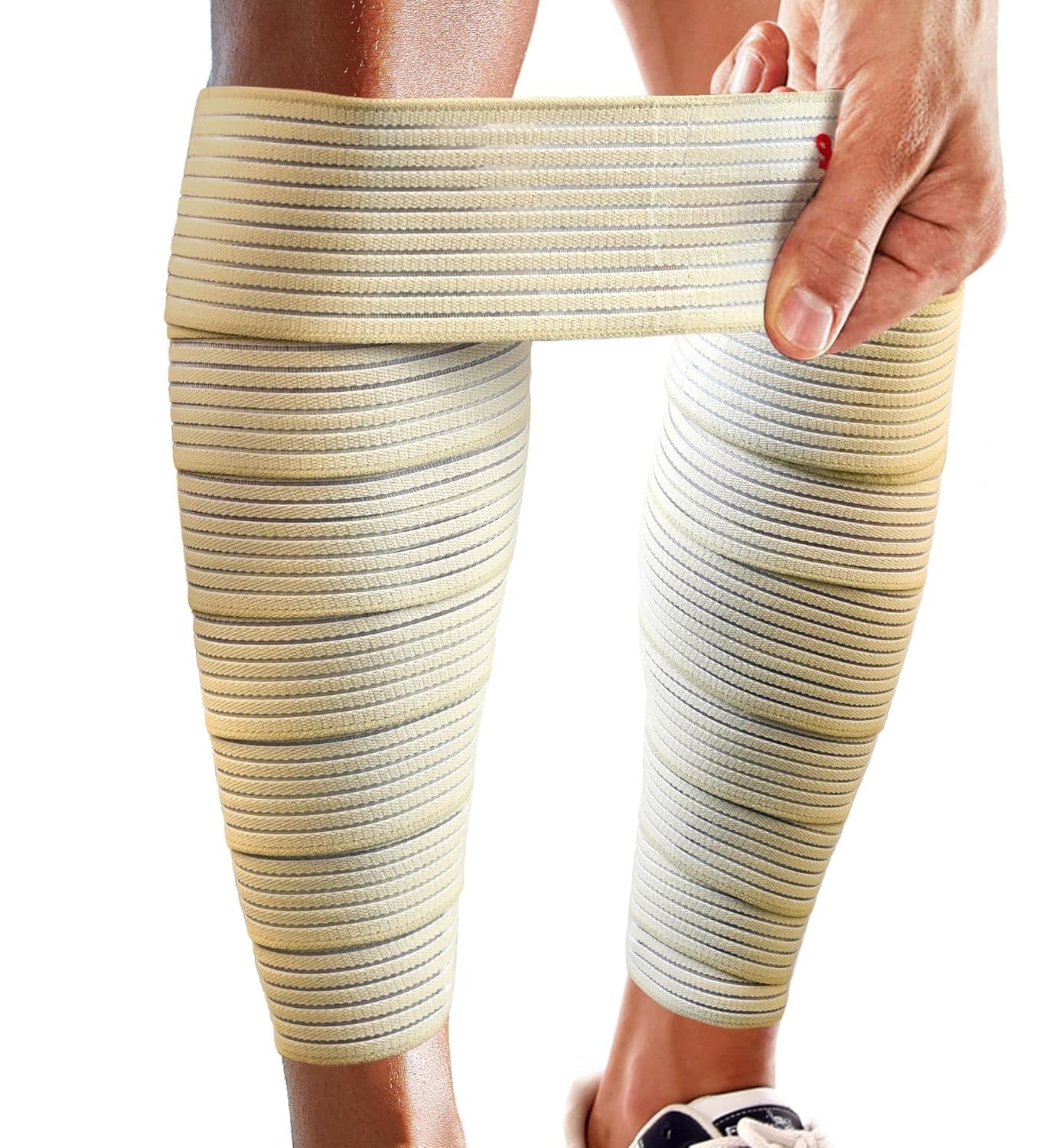 Adjustable Elastic Calf Support Sleeves – 71″ for Sports & Pain Relief – Beige
