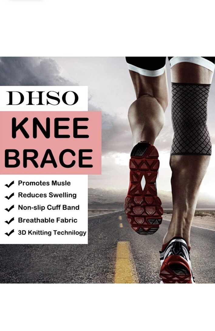 DHSO Knee Brace Compression Sleeve Knee Support 2 Pack Large Promotes Muscle